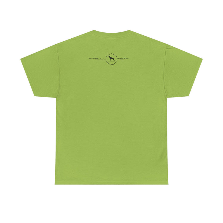 Green FITBULL fitness t-shirt with a logo on the back against a white background