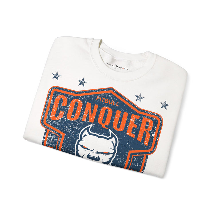 FITBULL Conquer — Crewneck Sweatshirt | Distressed Shield Edition