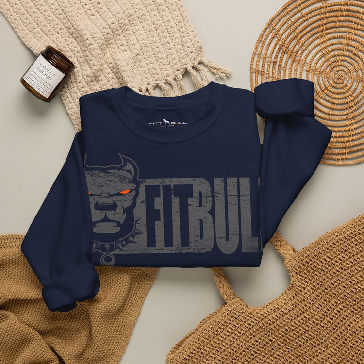 FITBULL Gym Sweatshirt – Distressed Pitbull Dog Head Logo Casual Pullover