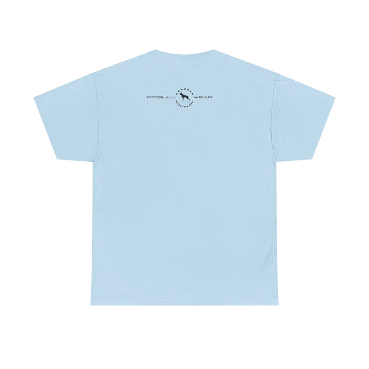 Light blue fitness FITBULL t-shirt with a small logo on the chest against a white background
