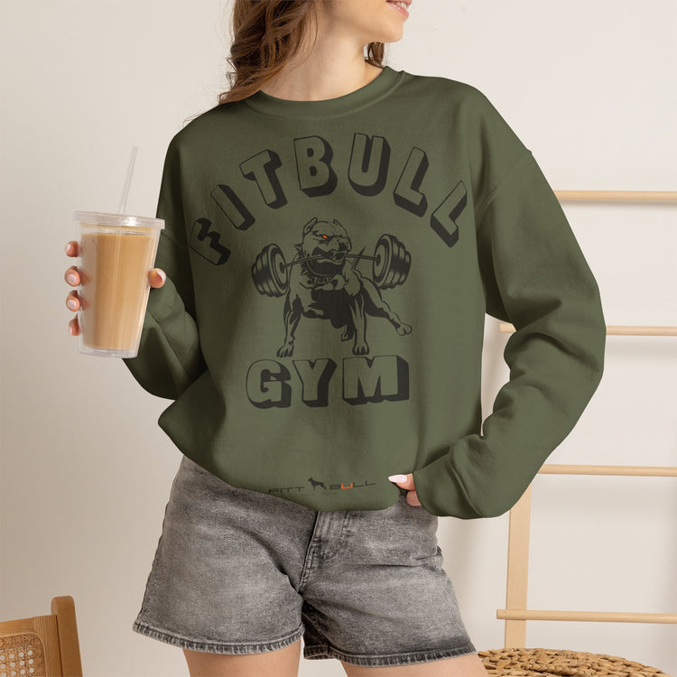 FITBULL Gym Graphic Crewneck Sweatshirt — Pitbull Gym Vintage Weightlifting
