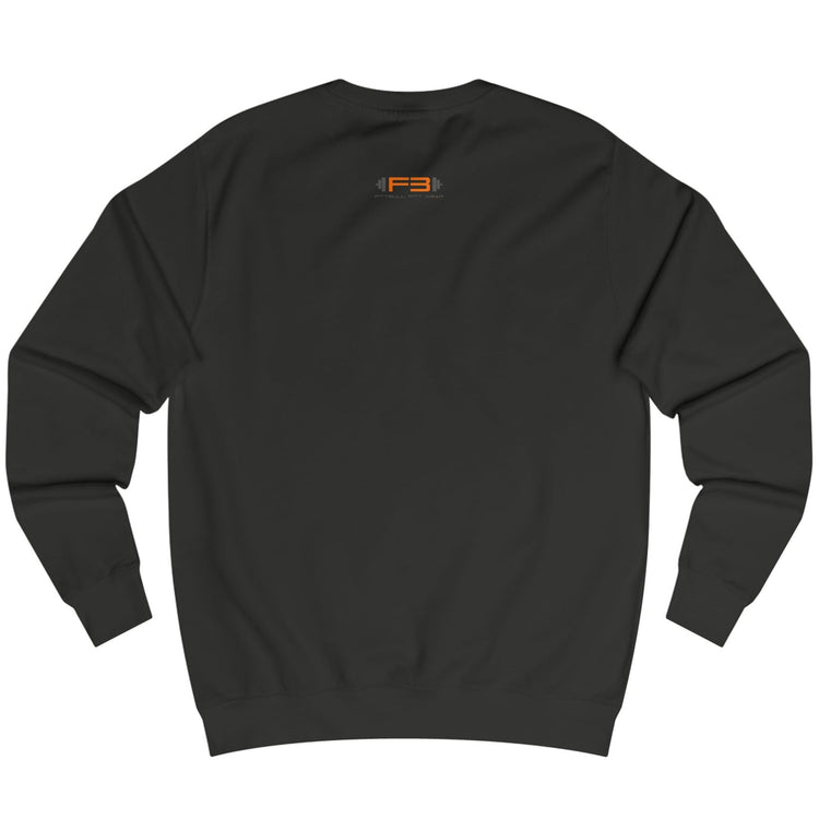 black Sports hoodie for fitness and bodybuilding from the Fitbull brand, branded with a motivating motif, back view.