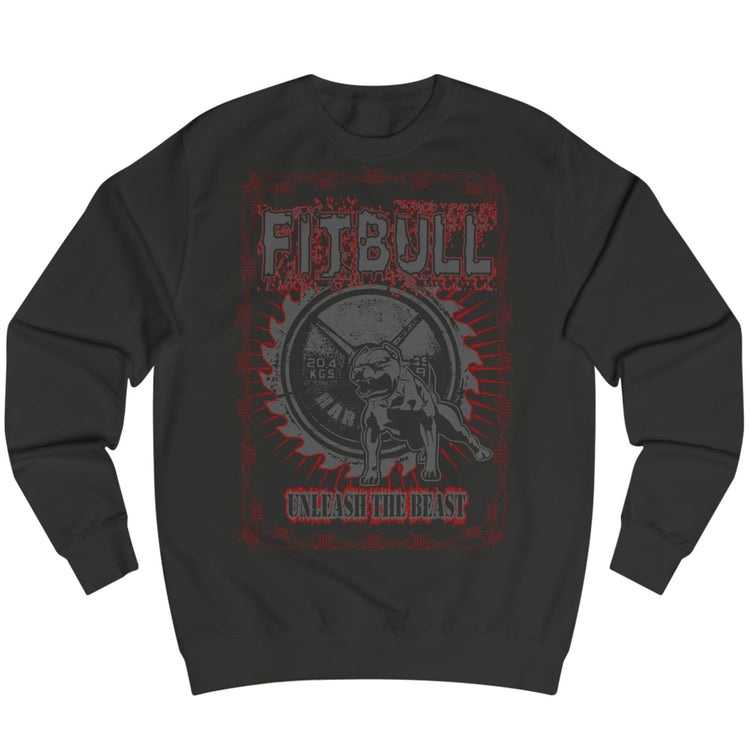 Black sweatshirt Fitbull with a motivational sports brand and design graphic on the front.