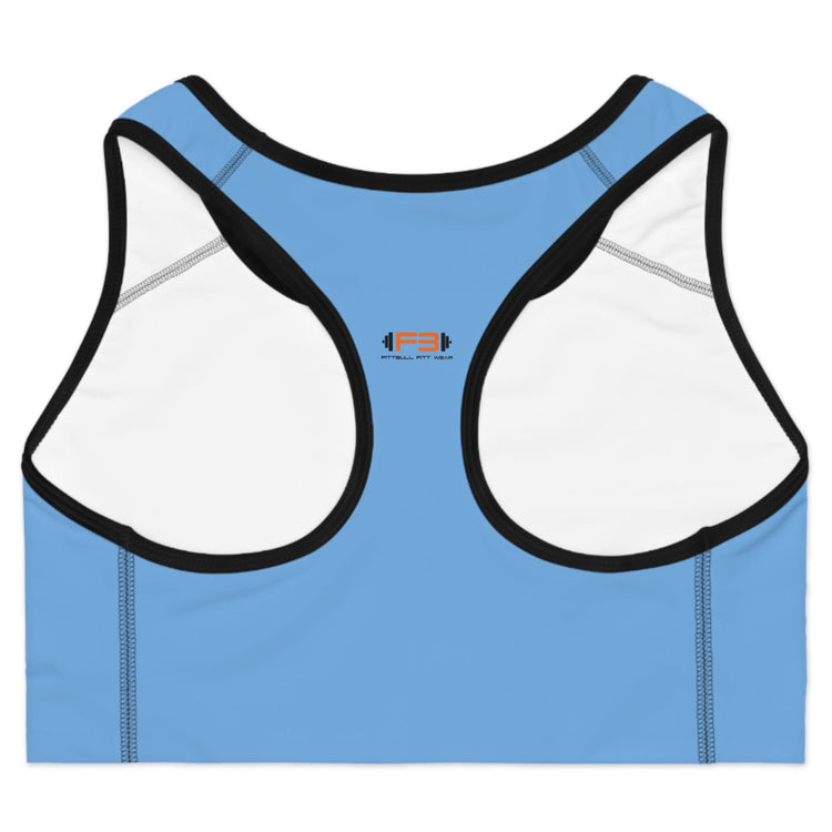 eine blau  Fitbull-Sport-BH ein Foto  Rückansicht