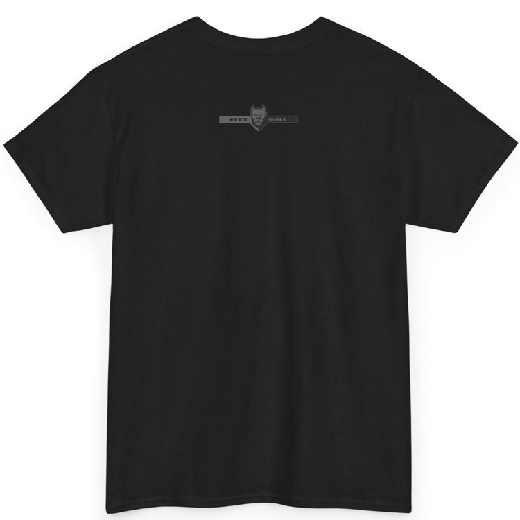 A Fitbull t-shirt with a Conquer motivational graphic design back black.