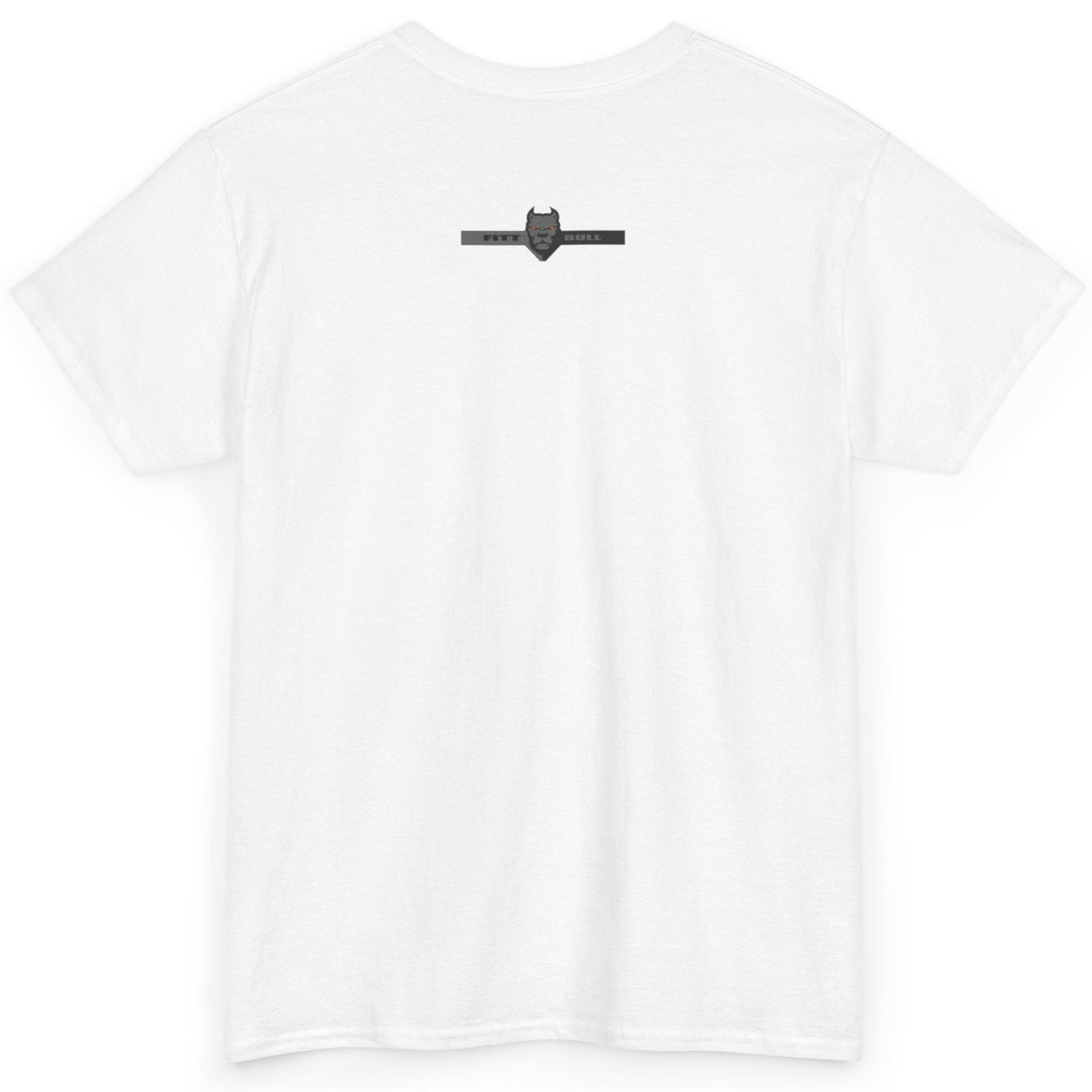 A Fitbull t-shirt with a Conquer motivational graphic design back white.