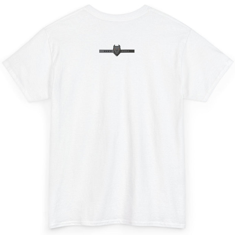 A Fitbull t-shirt with a Conquer motivational graphic design back white.