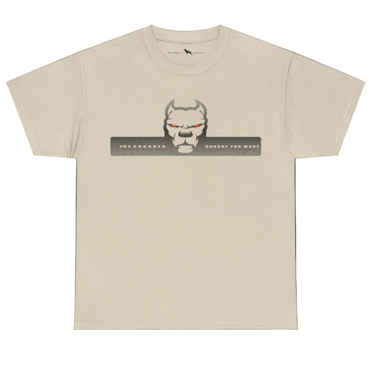 beige  fitbull t-shirt with logo and motivation print