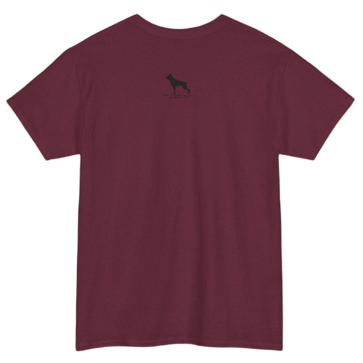 Rubin Fitbull T-shirt with a logo on the outer neck  view.