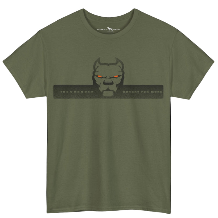 Military green Fitbull fitnes gym T-shirt with a logo on the front view.