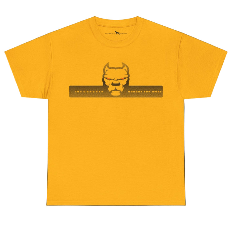 gold  fitbull t-shirt with logo and motivation print