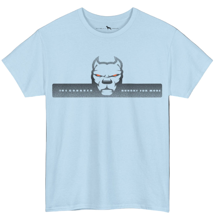 Light grey Fitbull fitnes gym T-shirt with a logo on the front view.