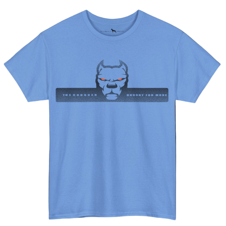 Blue Fitbull fitnes gym T-shirt with a logo on the front view.
