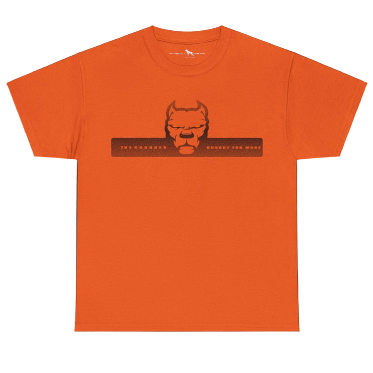 orange  fitbull t-shirt with logo and motivation print