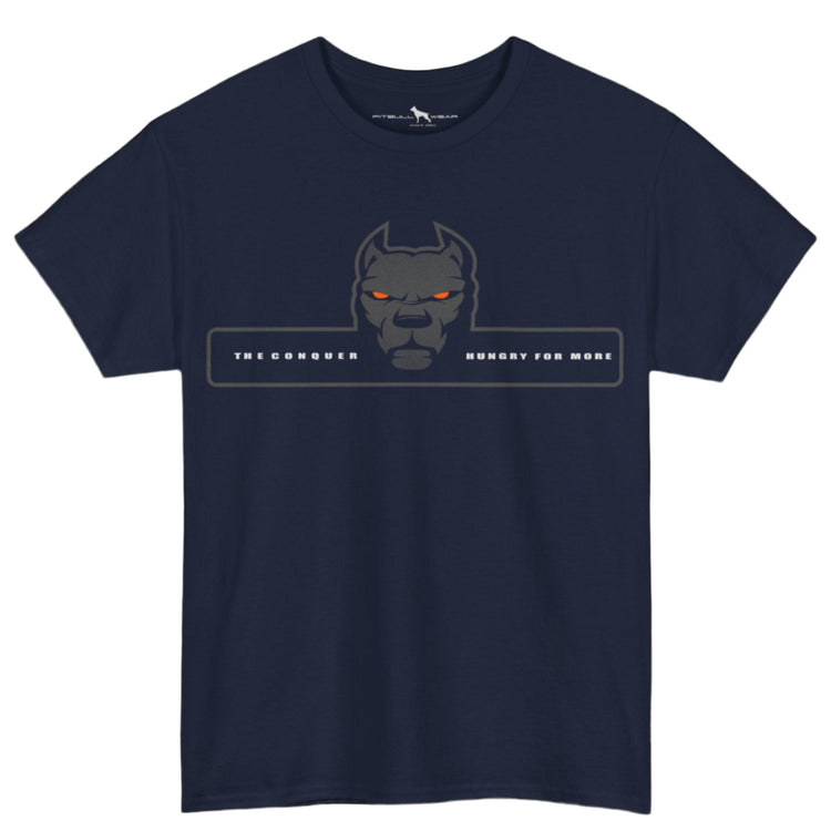 Navy blue Fitbull fitnes gym T-shirt with a logo on the front view.