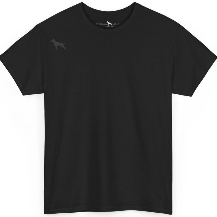 Black Fitbull t-shirt with a small black logo on the front. Fitness and Bodybuilding motivating.
