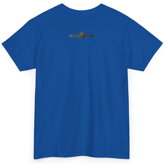 A  blue bodybuilding spotry 'Fitbull' t-shirt witnt logo and mitvation design back.