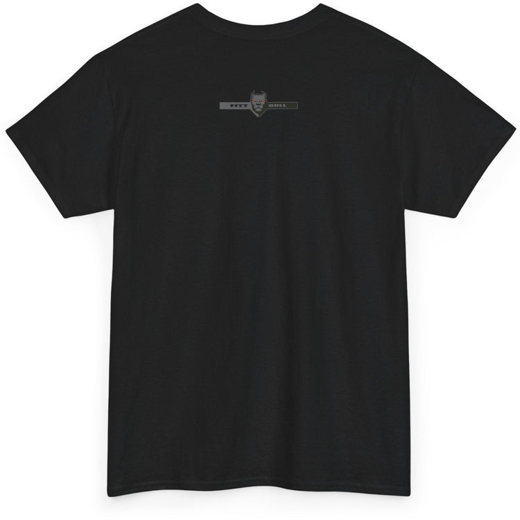 A  black bodybuilding spotry 'Fitbull' t-shirt witnt logo and mitvation design back.