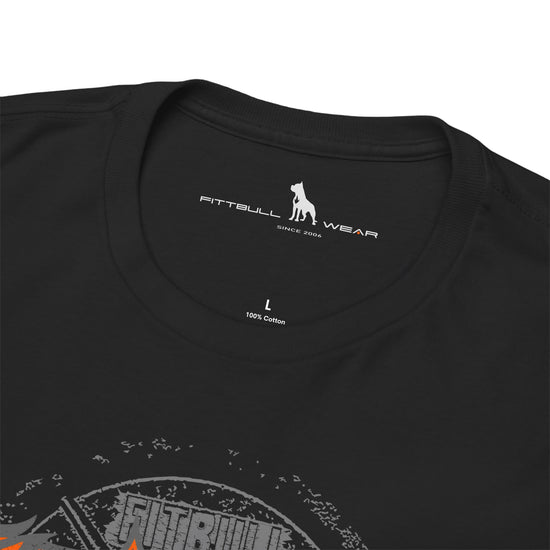 Black t-shirt with Fitbull Wear logo on a white background