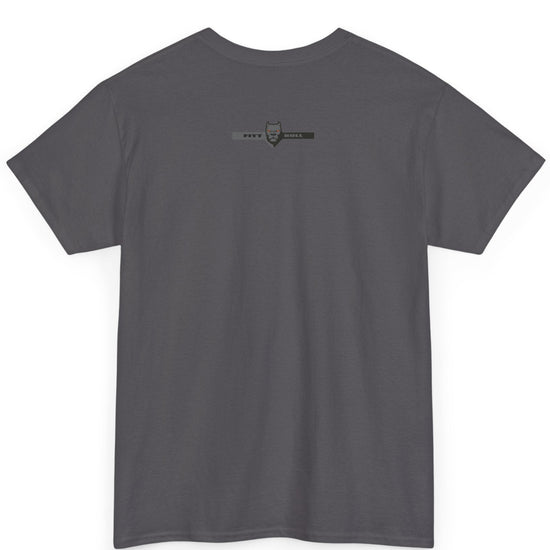 A  charcoal bodybuilding spotry 'Fitbull' t-shirt witnt logo and mitvation design back.