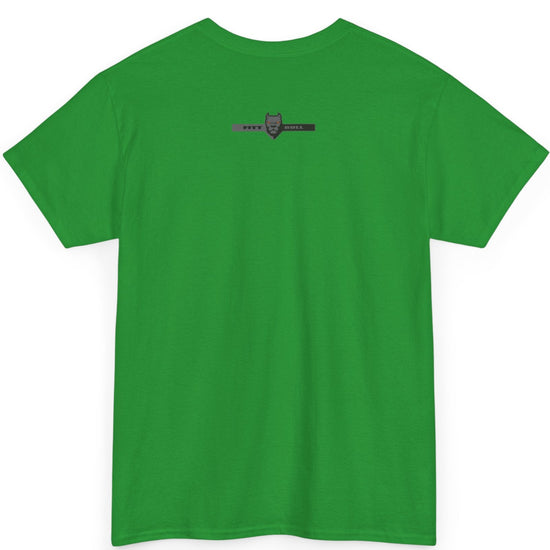A  green bodybuilding spotry 'Fitbull' t-shirt witnt logo and mitvation design back.
