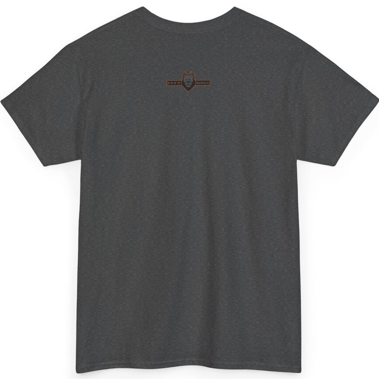 Dark grey Fitbull t-shirt with a small black logo on the back. Fitness and Bodybuilding motivating.