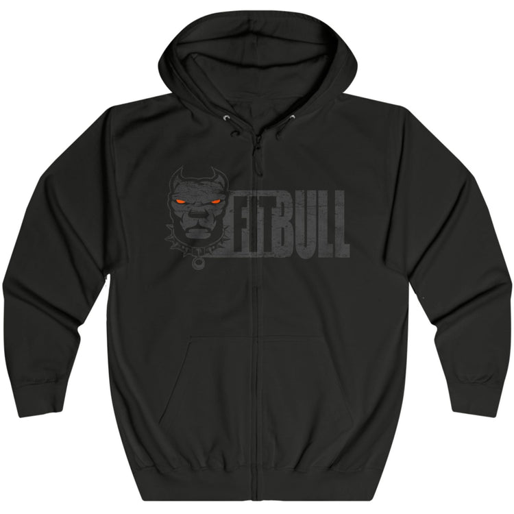 Black Fitbull fitness hoodie with a logo on a white background