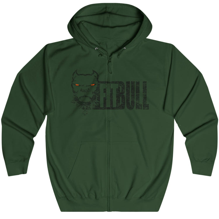 Green Fitbull fitness hoodie with a logo on a white background