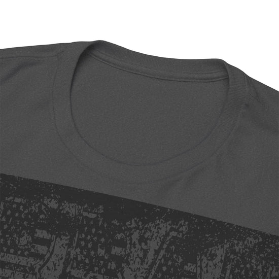 Fitbull fitness t-shirt with a graphic of a dog and urban cityscape dark green logo.