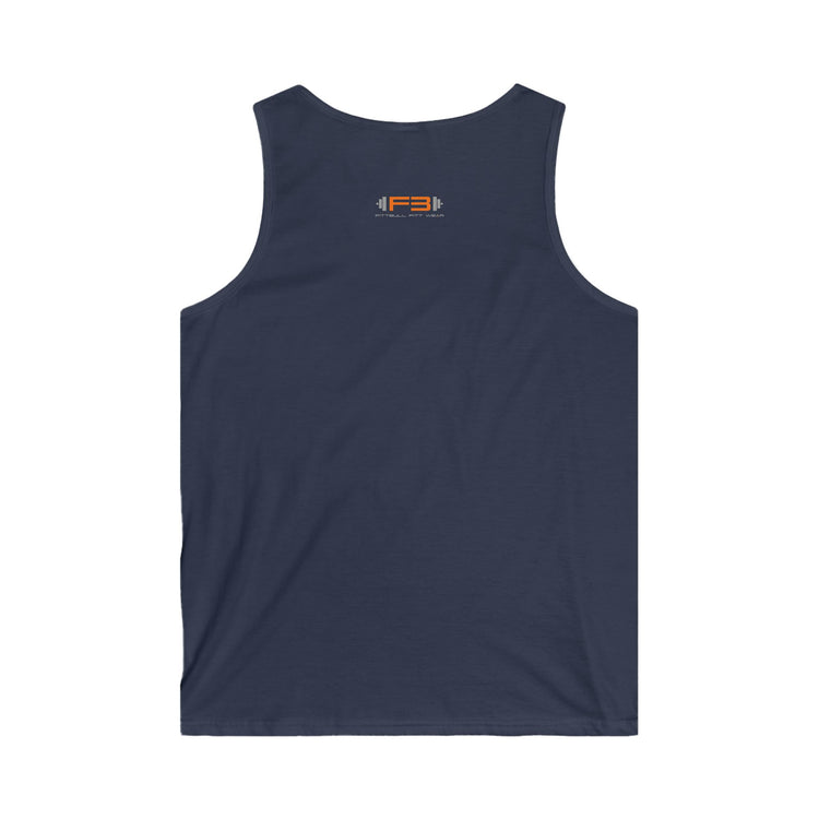 a dark navy Fitbull sports tank top branded with the Fitbull Fit Wear logo back view