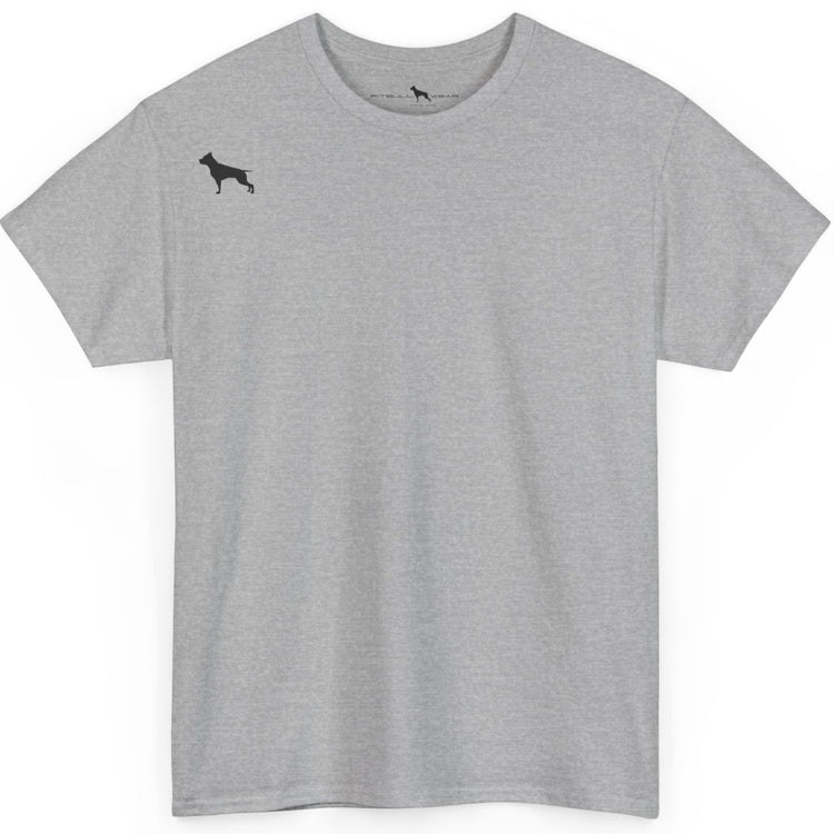 Gray Fitbull t-shirt with a small black logo on the front. Fitness and Bodybuilding motivating.