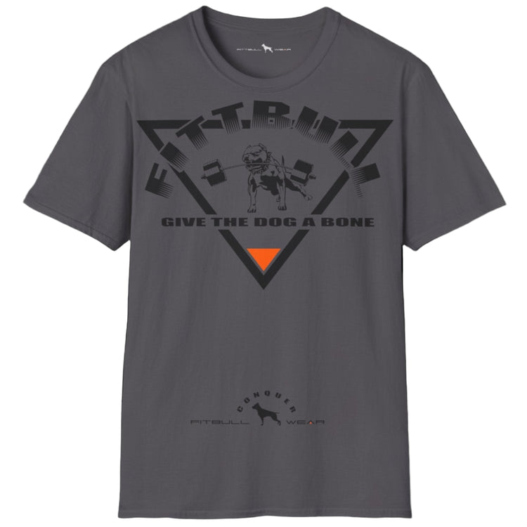 charcoal Fitbull T-shirt with a logo and a motivational print