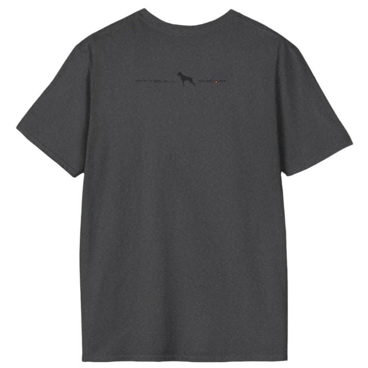 Grey Fitbull T-shirt with logo and motivating design Fitbull Gym back view.