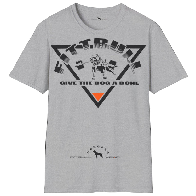 silver Fitbull T-shirt with a logo and a motivational print