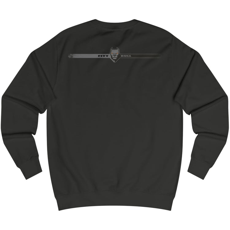Black Fitbull fitness sweatshirt with a logo on the chest against a white background