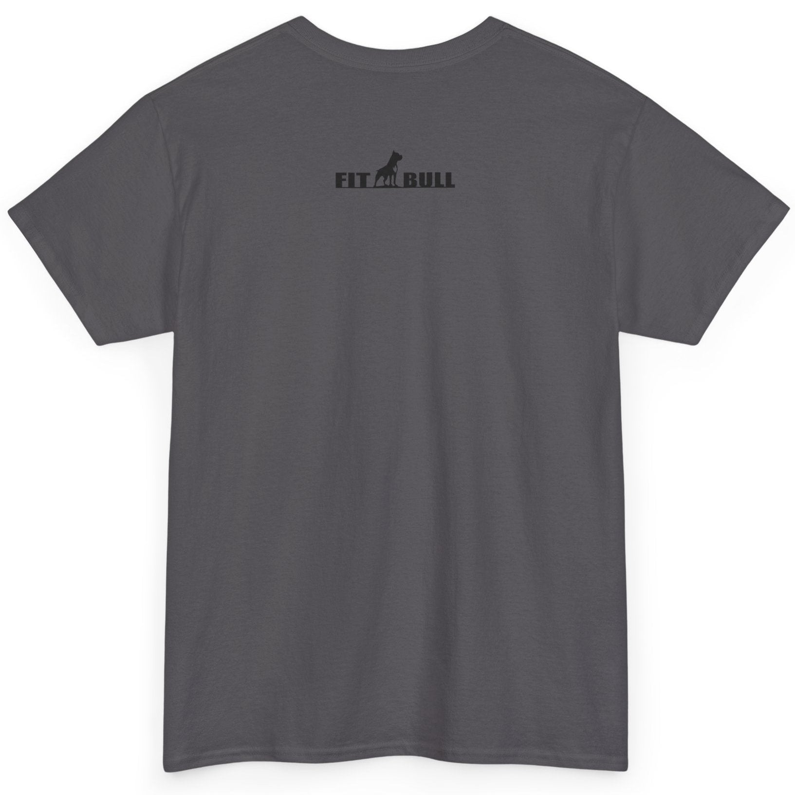 Gray t-shirt with 'FitBull' logo on a white background