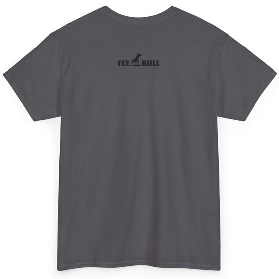 Gray t-shirt with 'FitBull' logo on a white background