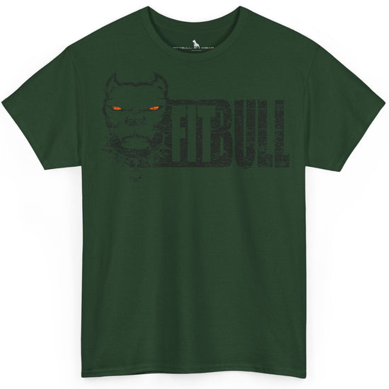 Green Fitbull t-shirt with a graphic design on a white background