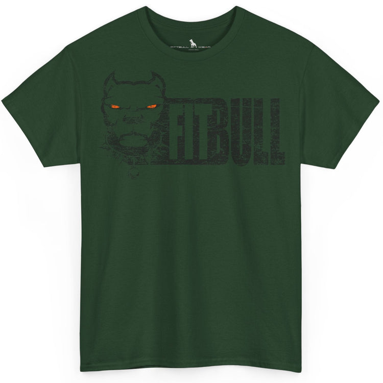 Green Fitbull t-shirt with a graphic design on a white background