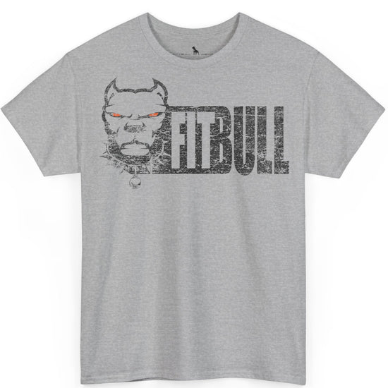 Gray t-shirt with 'Fitbull' logo on a white background