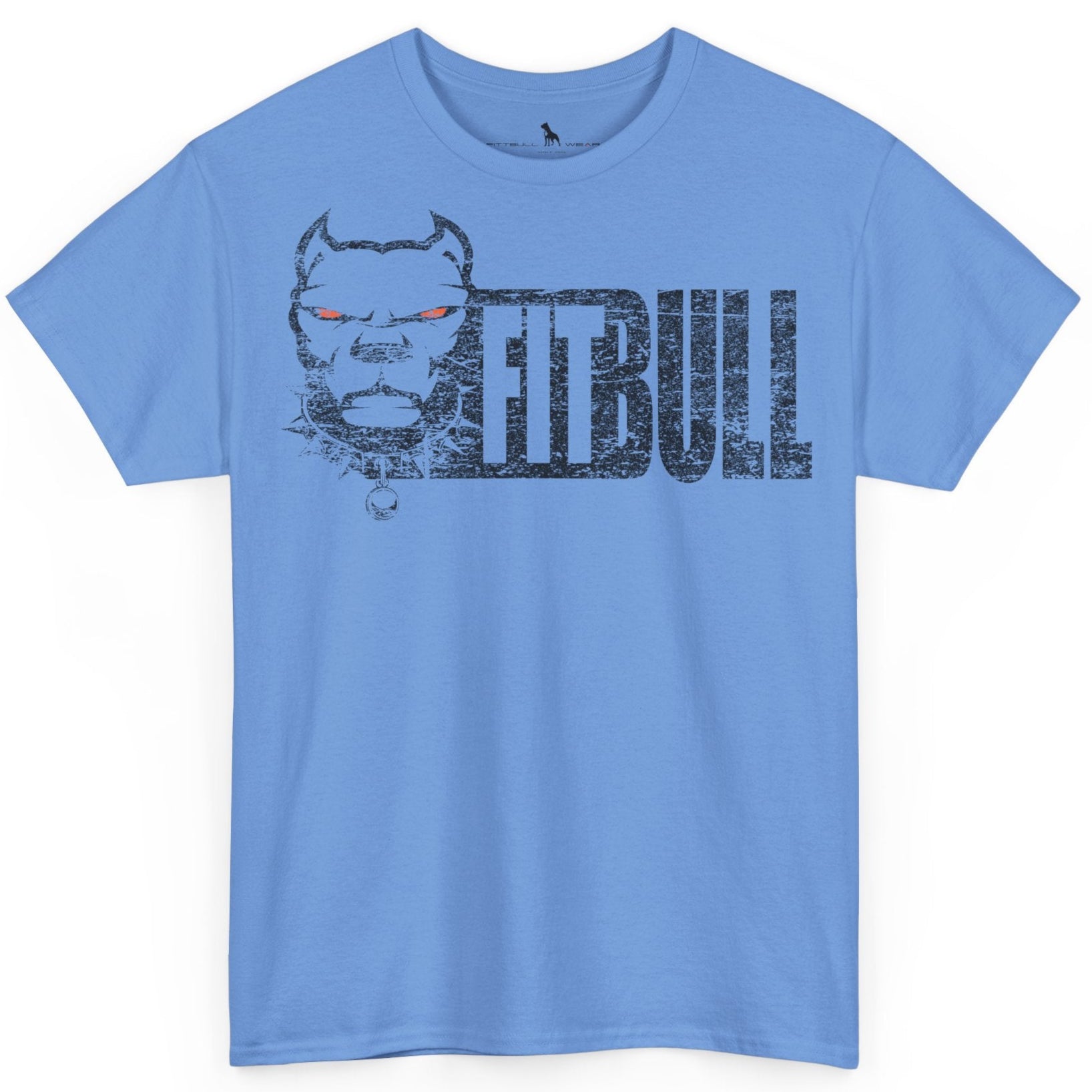 Blue Fitbull t-shirt with a graphic design and 'FitBull' text on a white background