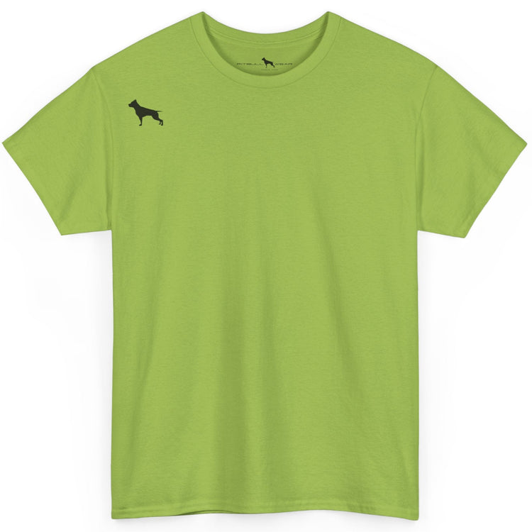 Kiwi green Fitbull t-shirt with a small black logo on the front. Fitness and Bodybuilding motivating.