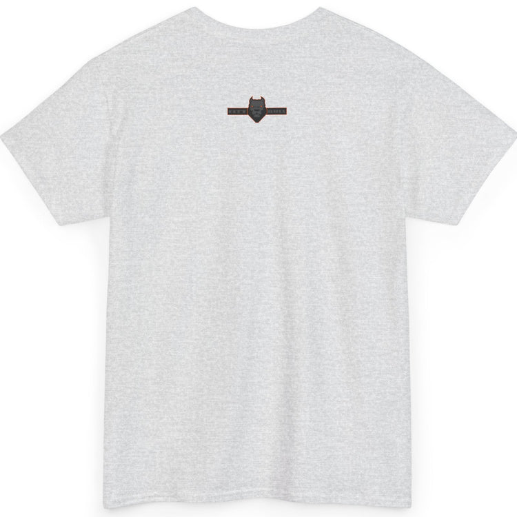 silver grey Fitbull t-shirt with a small black logo on the back. Fitness and Bodybuilding motivating.