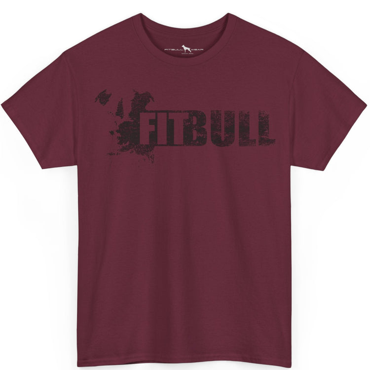 Maroon Fitbull fitness t-shirt with motivational design on the chest.