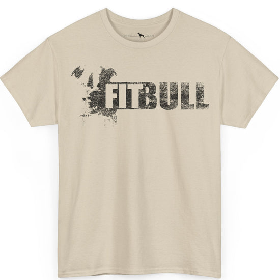 Beige Fitbull fitness t-shirt with motivational design on the chest.