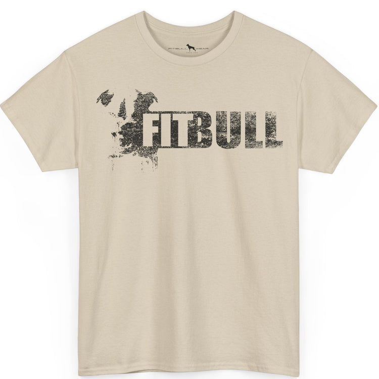 Beige Fitbull fitness t-shirt with motivational design on the chest.