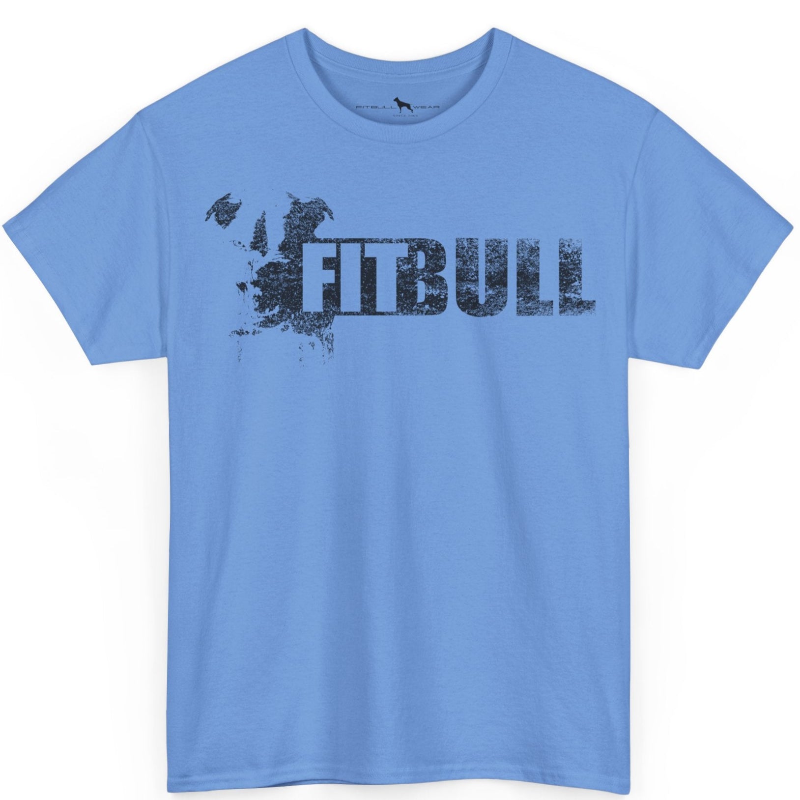 Blue Fitbull fitness t-shirt with motivational design on the chest.
