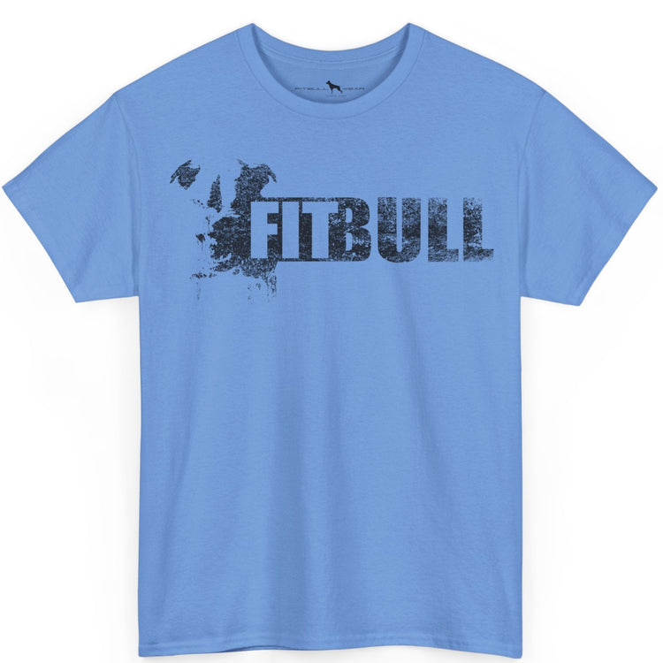 Blue Fitbull fitness t-shirt with motivational design on the chest.