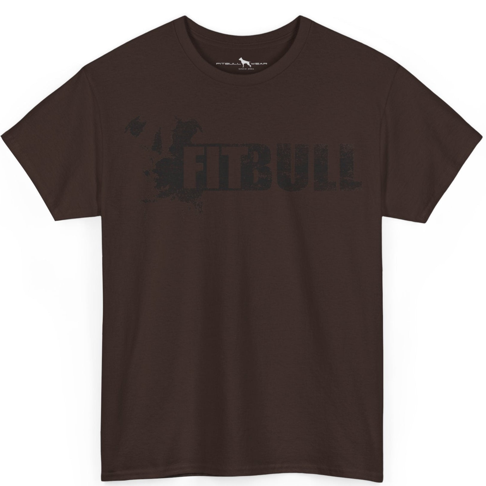 Brown Fitbull fitness t-shirt with motivational design on the chest.