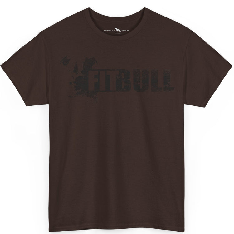 Brown Fitbull fitness t-shirt with motivational design on the chest.